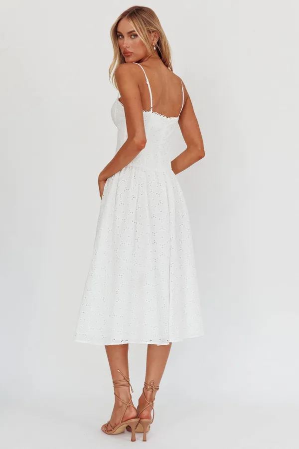 White eyelet midi dress Size M - Image 2