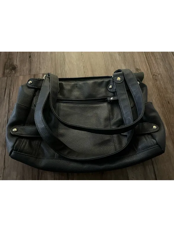 VTG Y2K Black Horsebit Hardware Shoulder Bag Genuine Leather - Image 4