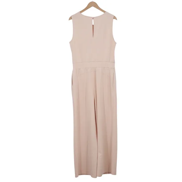 Peach Pink Sleeveless Wide Leg Jumpsuit Drawstring Waist L - Image 5
