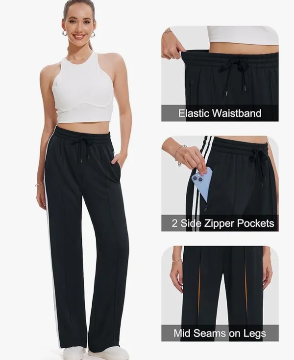 Black and white stripped track pants  - Image 4