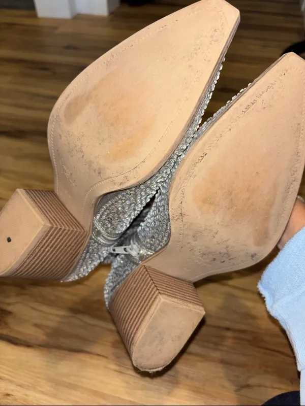 Crown Vintage Silver Rhinestone Western Heeled Boots - Image 5