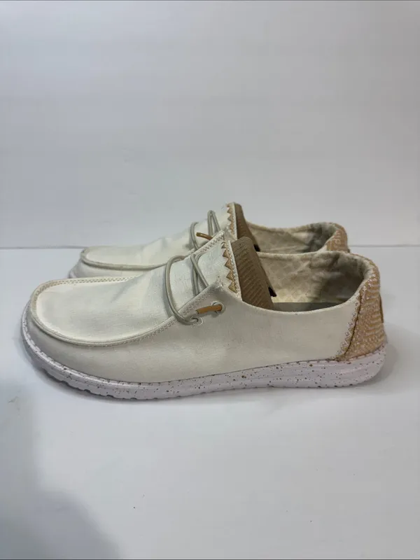 Hey Dude Women's Cream Slip-On Sneakers with Tan Heel Accent - Image 4