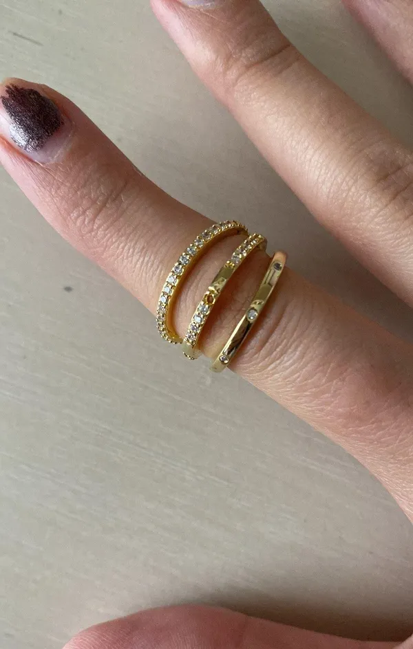 Nordstrom NWOT Adornia set of three gold cubic zicronia stacking rings - Image 2