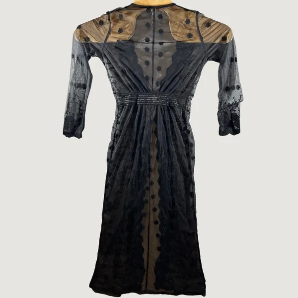 1322 |‎ Goth Whimsigoth Sheer Mesh Lace Duster Floral Embroidered Black S - Image 2