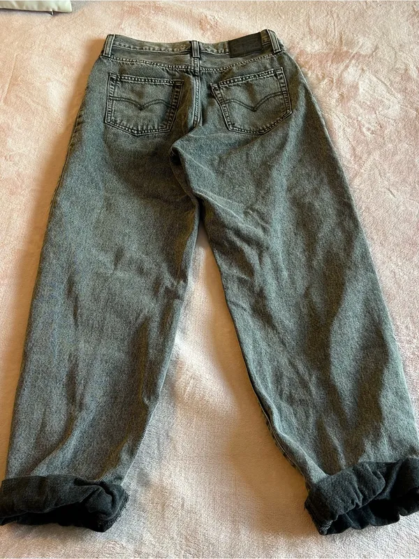 Levi’s ‘94 Baggy faded gray denim wash loose fit slouchy jeans cuffed hem 26 - Image 2