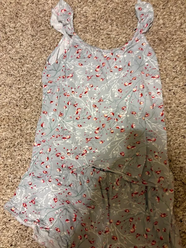 Nanette Lepore Gray and Red Floral Ruffle Cami & Shorts Pajama Set ❤️ - Image 2