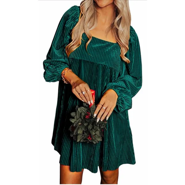 NEW Velvet Backless Square Neck Long Sleeve Loose Mini Dress XL - Image 7