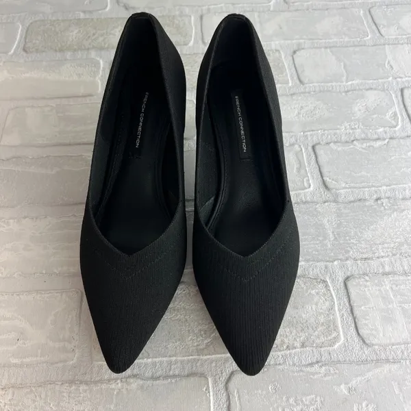 French Connection Kitten Heels Womens 7.5 Black Pointed Closed Toe‎ Solid Knit - Image 7