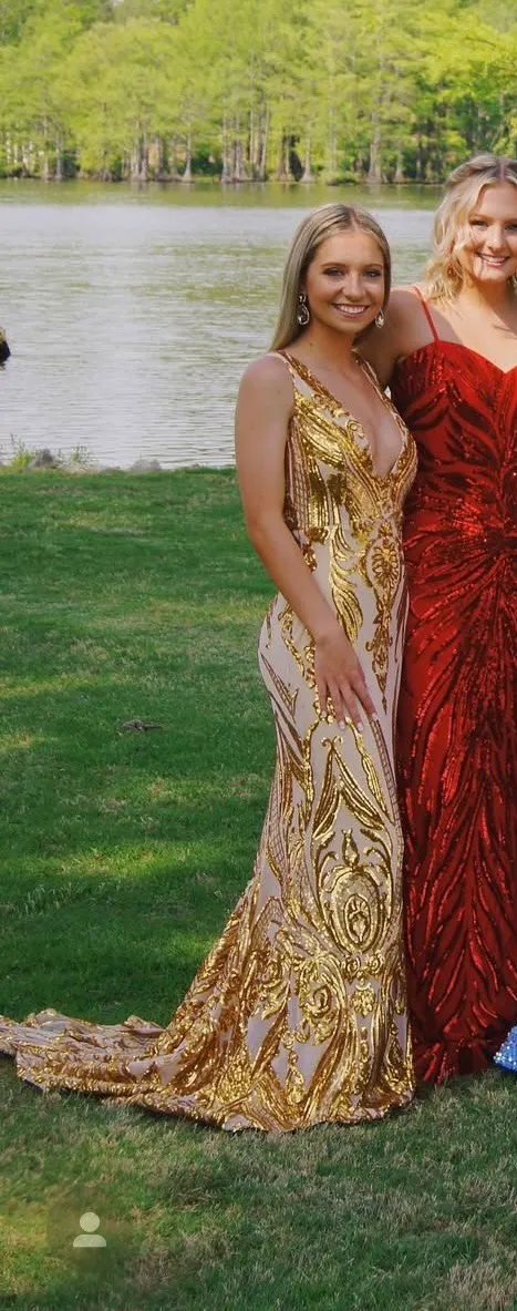 Prom Dress Gold Size 00 - Image 3