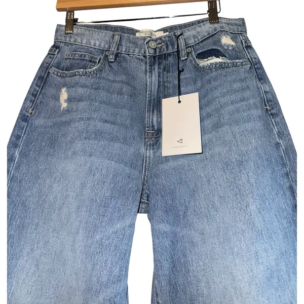 Hidden Logan Dad Jeans‎ Women's 27 Wide Leg Distressed Baggy Medium Wash New - Image 3