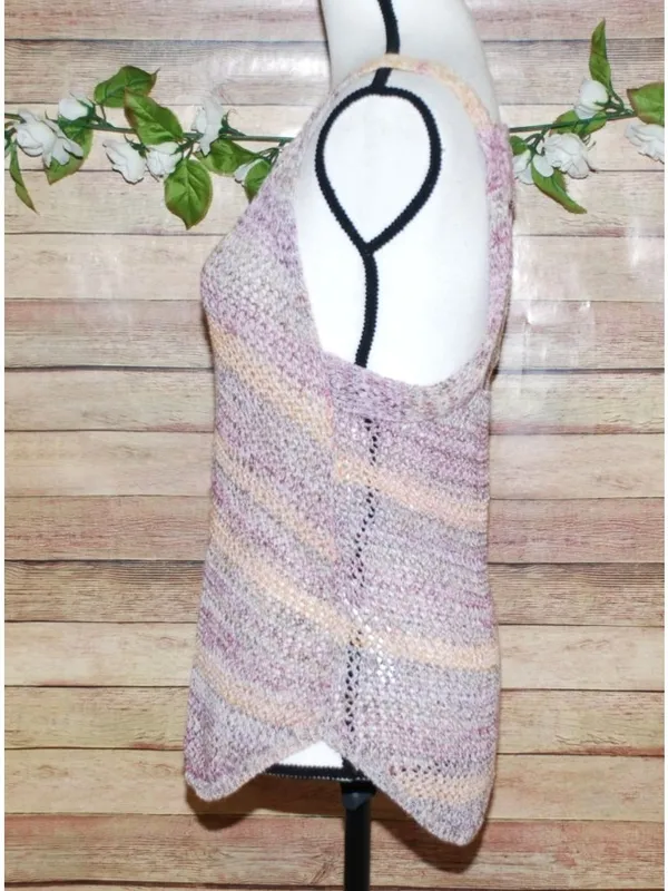 We The Free Crochet Tank Top Medium Purple Lavender Multicolor Open Back - Image 5