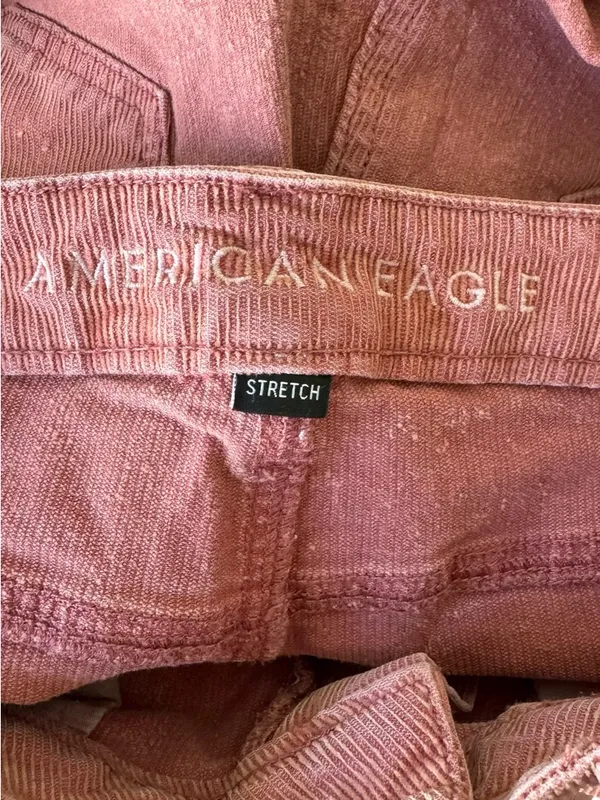 American Eagle Mom Straight Corduroy Jeans High Rise Dusty Rose Pink Size 10 - Image 5