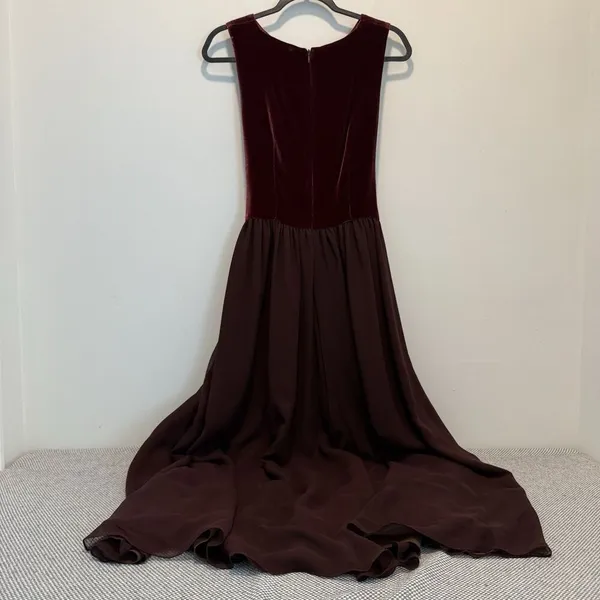 VINTAGE 80's/90's ELIZABETH WAYMAN PURPLE SILK VELVET DRESS Size 8 H - Image 2