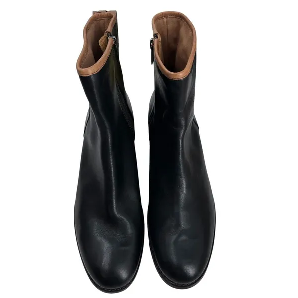 Timberland Bootie Sz‎ 9 M Flora Black Leather Stacked Heel Floral Laser Cutout - Image 3