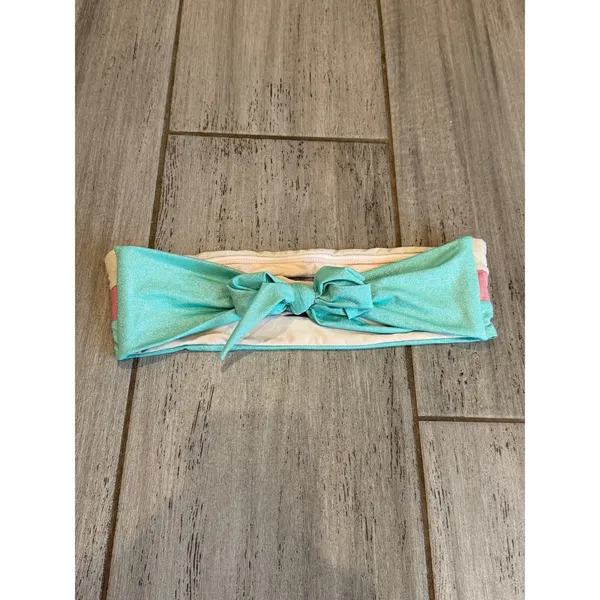 PQ Swim Color Block Bikini Top Divine Shimmer Bandeau Beach Multi Size Small - Image 5