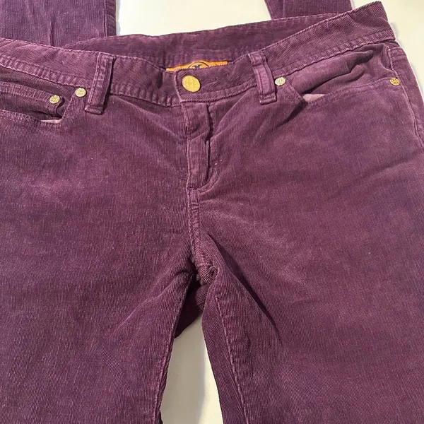 Tory Burch Purple Corduroy Pants with‎ Gold Embellishment Skinny Size 29 - Image 6