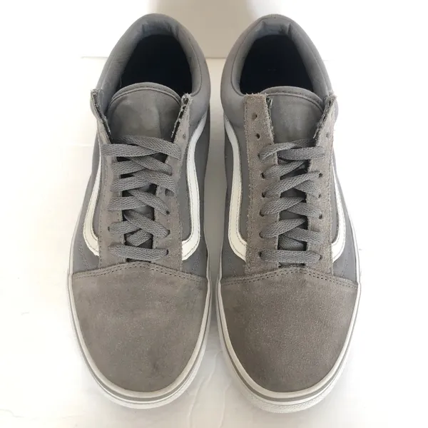 Vans Old Skool Authentic Gray White Suede Canvas Women Shoes 10 - Image 4