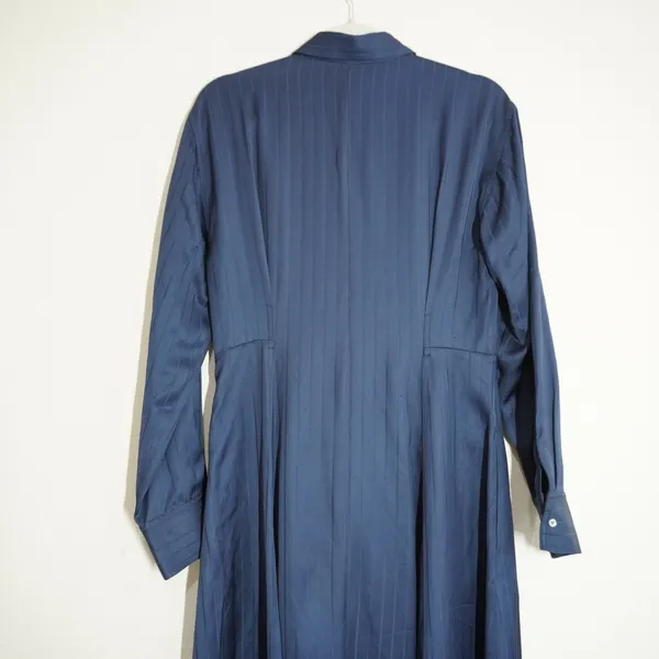 J. Crew Size 4 Maxi Length Shirt Dress Navy Blue Herringbone Stripe Preppy - Image 8