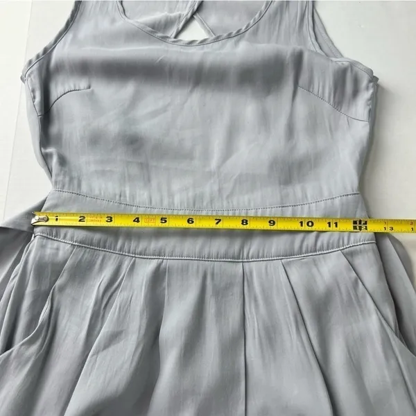 YA Los Angeles Cotton Silk Open Back Pleated Mini Dress Blue Small - Image 9