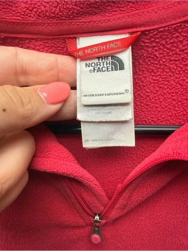 The North‎ Face Women’s Pink Quarter Zip Fleece Pullover Size Small - Image 3