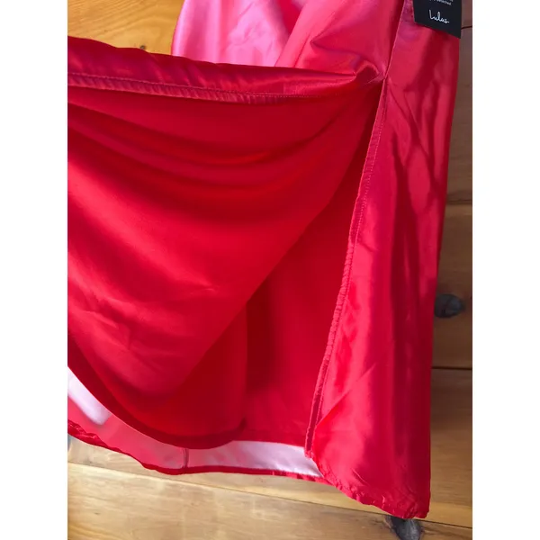 NWT Lulus Indescribable Poise Pink Ombre Satin Strapless Midi Dress Gala Size L - Image 5