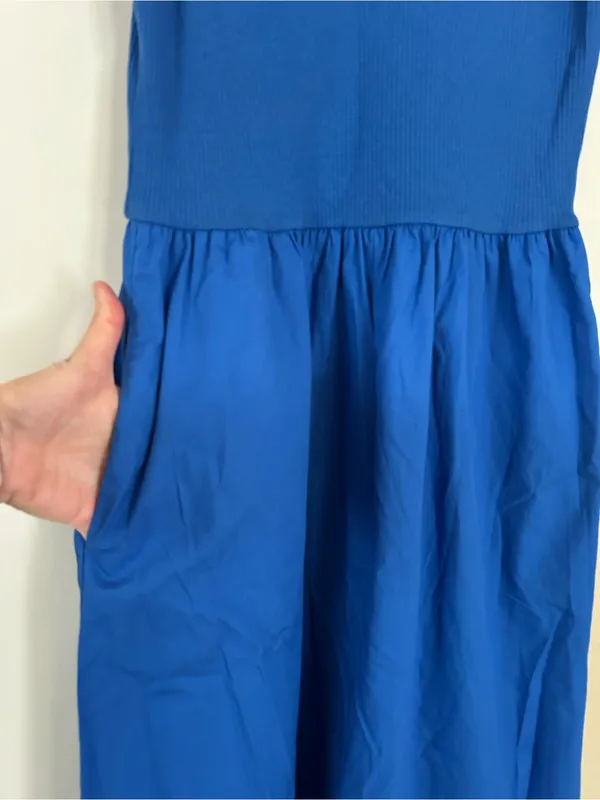 J Crew Sleeveless V-Neck Ribbed Knit Tank Bodice Midi Dress Bow Straps - Image 6