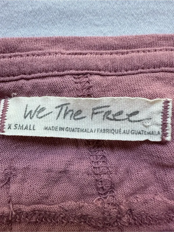 Free People We The Free XS Mauve Cotton Raw Seam Relaxed Cap Sleeve Top - Image 3