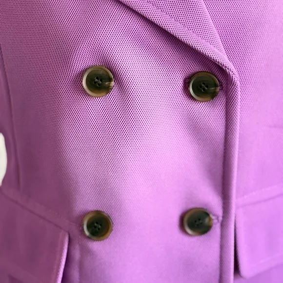 Liz Claiborne Double Breasted Blazer Sz S Purple Textured‎ Business Office Siren - Image 6