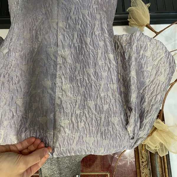 NWT Greylin Cali Jacquard Silk Blend Puff Sleeve Mini Dress Lavender L🧡🎀 - Image 10