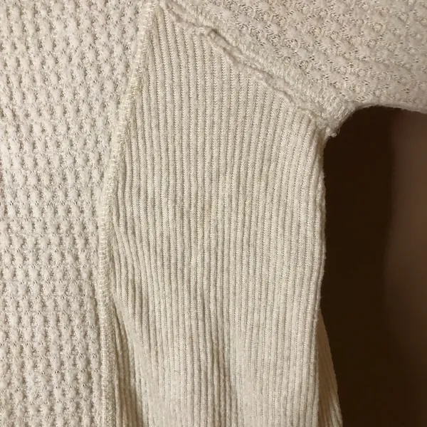 Anthropologie Eri +‎ Ali Waffle Thermal Sweater Cream Ivory Size Small - Image 6