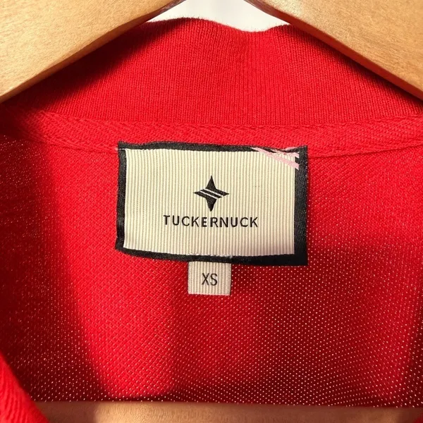 NEW Tuckernuck Peggy‎ Long Sleeve Cotton Polo Shirt in Red Size XS - Image 5