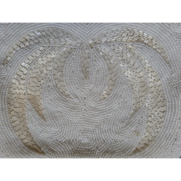 Vintage White Beaded Purse Handmade Korea Kiss Lock Handled Clutch Cocktail Luxe - Image 4