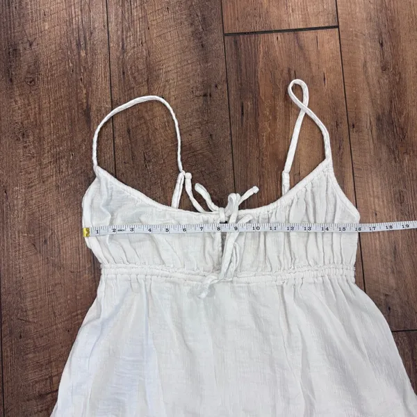 Aerie Cotton Lightweight Raw Hem White Women's Size Small Summer Dress Beach - Image 9