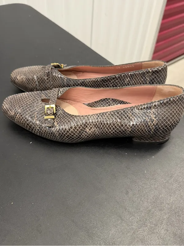 BeautiFeel Brown Snakeskin Ballet Flats with Gold Buckle Detail - Image 5