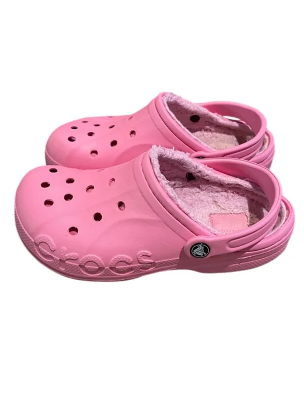 Crocs Baya Lined Clogs Pink Faux Fur Fleece Comfort Shoes Unisex W8 M6 - Image 3