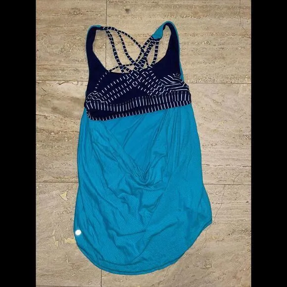LuluLemon Athletica Mint Double Tank Bubble Active Striped Bra‎ Lined Top 8 - Image 2