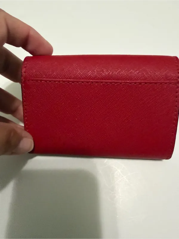 Kate spade snap flap card holder money wallet red cream - Image 4