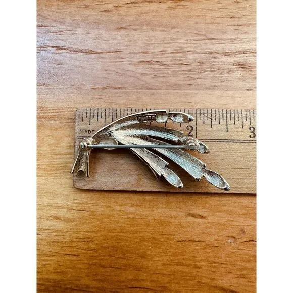 Vintage MONET Gold Tone Bundle Of‎ Wheat Grain Brooch Pin 2.5" - Image 4