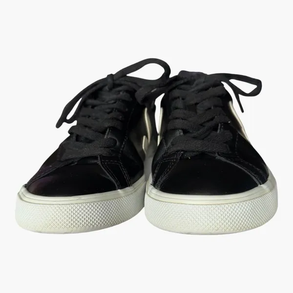 Veja Esplar Leather Sneakers Black White Low Top Lace Up Women’s US 7 EU 38 - Image 4