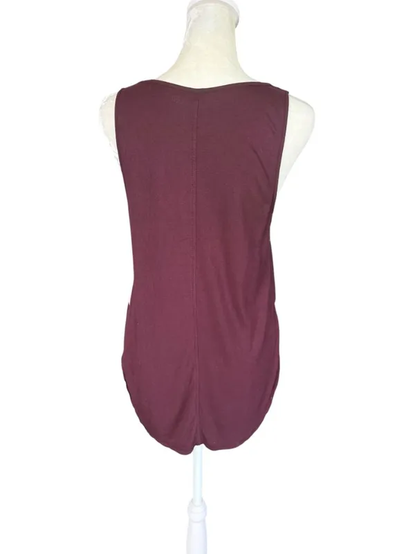 LOFT Outlet plum sheer-like v-neck sleeveless tank top women's size Small - Image 4