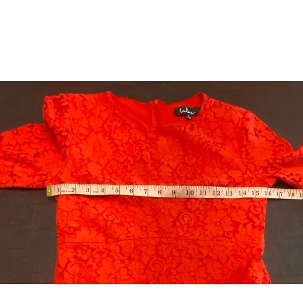 Lulus Favorite Flair Red Lace Bell Sleeve Dress Fit Flare Small Date Night Guest - Image 6
