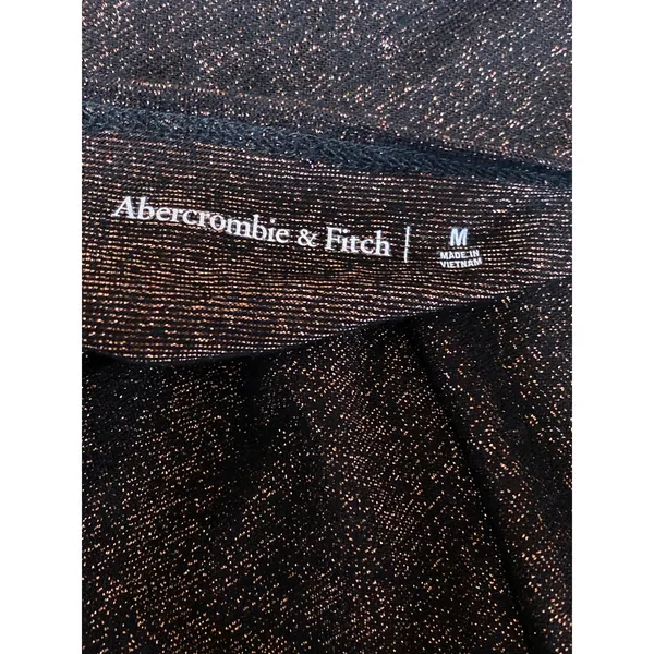 Abercrombie & Fitch Womens Brown Glitter Long Sleeve Twist Front Crop Top Size M - Image 5