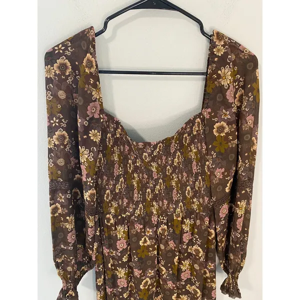 Wilfred Tempest Floral Smocked Mini Dress Size Medium - Image 3