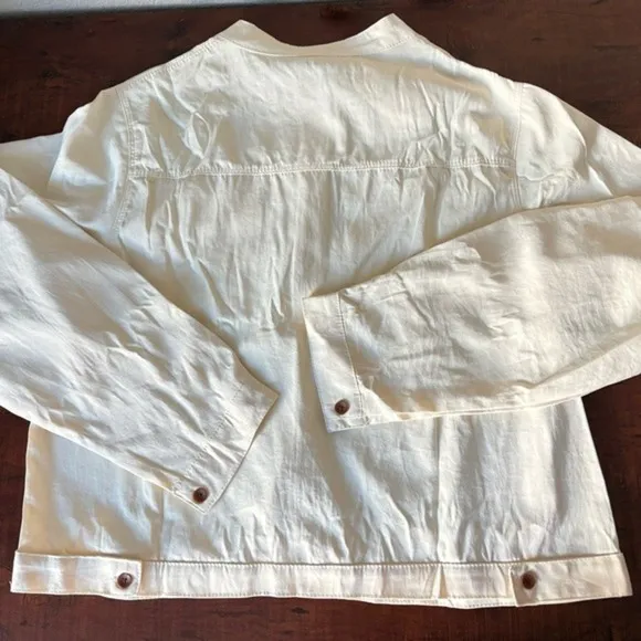 Utility Band Collar‎ Jacket Women One Size Cream New Minimalist Button Up Shirt - Image 4
