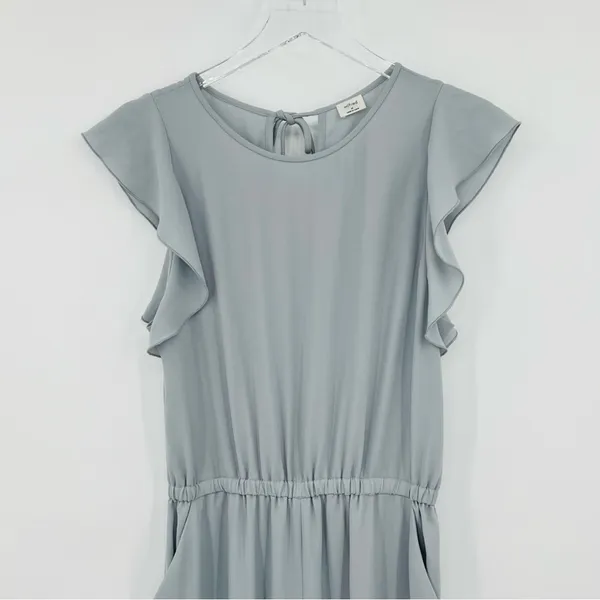 Aritzia Wilfred fleurette jumpsuit womens M ruffle sleeve cropped wide leg gray - Image 4