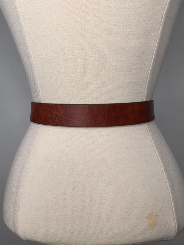 Womens Leather Boho Minimalist Brown Buckle Belt - Image 6