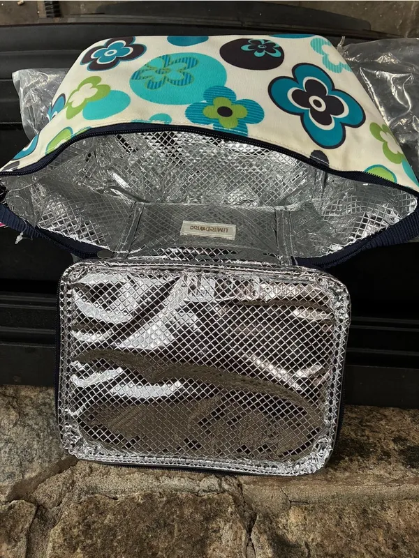 Limited Too Insulated Lunch Tote Bag Floral Design Y2K Blue White New with Tags - Image 3