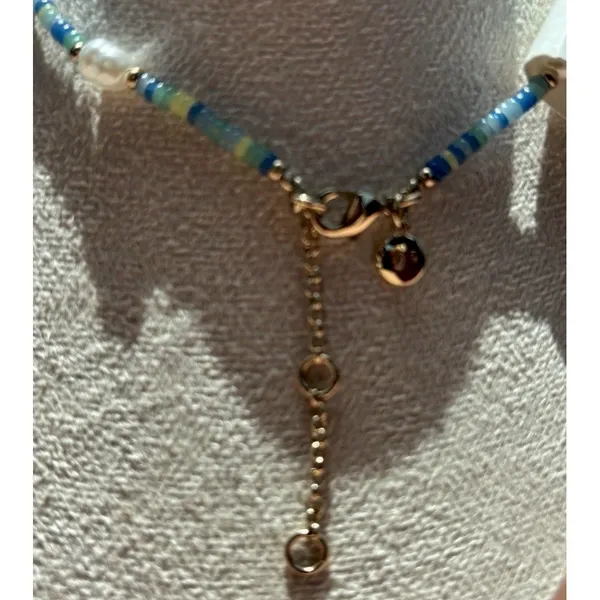 J CREW Iridescent Multi Green‎ Seed Pearl Beads Short Necklace NWT new 💗963 - Image 4