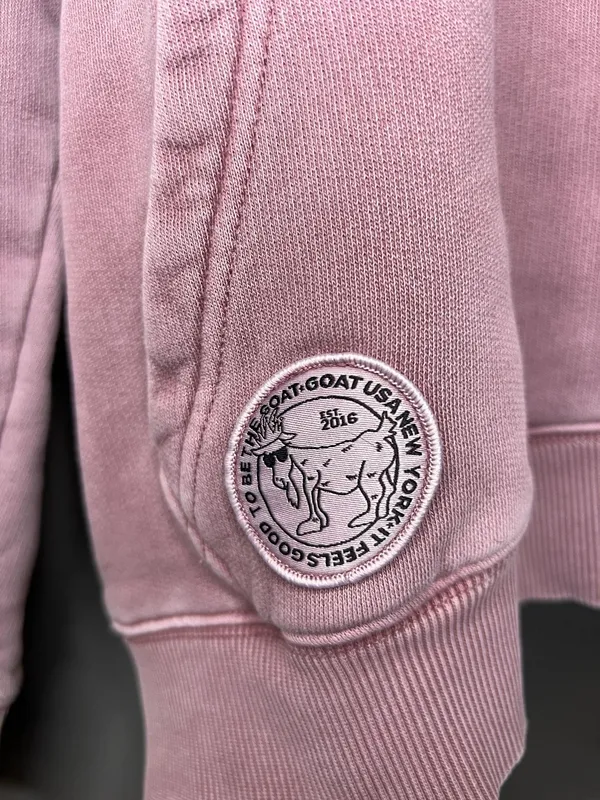GOAT USA Hoodie Sweatshirt Womens XS Pink Embroidered Logo Fleece Pullover - Image 5