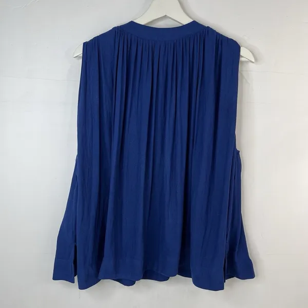 Free People Small Tank Top Pleated Back Boho V-Neck Oversized Royal Blue - Image 9